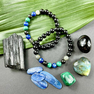 Limited Edition Spirit Master Black Onyx Elite Shungite Malachite Kyanite Labradorite Tourmaline Premium Collection 8mm Stretch Bracelet