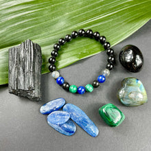 Load image into Gallery viewer, Limited Edition Spirit Master Black Onyx Elite Shungite Malachite Kyanite Labradorite Tourmaline Premium Collection 8mm Stretch Bracelet