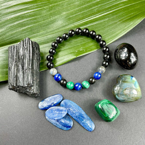 Limited Edition Spirit Master Black Onyx Elite Shungite Malachite Kyanite Labradorite Tourmaline Premium Collection 8mm Stretch Bracelet