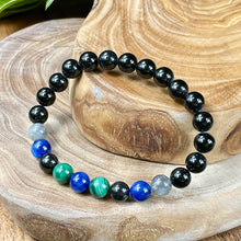 Load image into Gallery viewer, Limited Edition Spirit Master Black Onyx Elite Shungite Malachite Kyanite Labradorite Tourmaline Premium Collection 8mm Stretch Bracelet