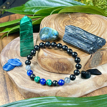 Load image into Gallery viewer, Limited Edition Spirit Master Black Onyx Elite Shungite Malachite Kyanite Labradorite Tourmaline Premium Collection 8mm Stretch Bracelet