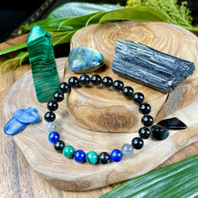 Load image into Gallery viewer, Limited Edition Spirit Master Black Onyx Elite Shungite Malachite Kyanite Labradorite Tourmaline Premium Collection 8mm Stretch Bracelet