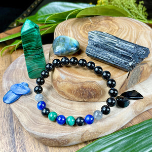 Limited Edition Spirit Master Black Onyx Elite Shungite Malachite Kyanite Labradorite Tourmaline Premium Collection 8mm Stretch Bracelet