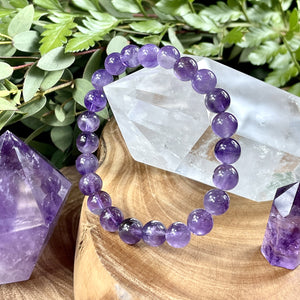 African Amethyst Queen of the Crystals Intuition 8mm Stretch Bracelet