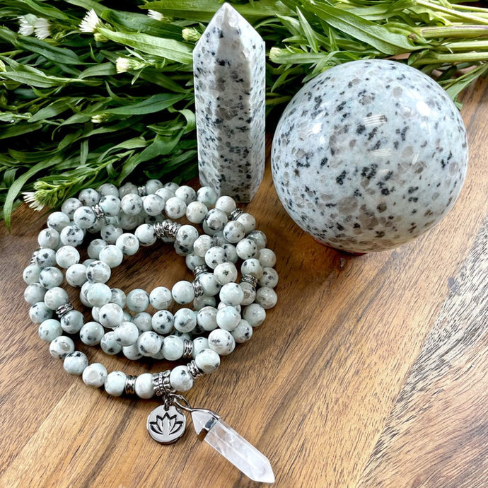 Kiwi Jasper Tranquility 108 Stretch Mala Necklace Bracelet