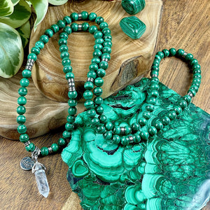 LAST 2 - Malachite Heart Activation & Universal Flow Limited Premium Collection 108 Stretch Mala Necklace Bracelet