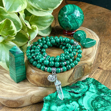 Load image into Gallery viewer, LAST 2 - Malachite Heart Activation &amp; Universal Flow Limited Premium Collection 108 Stretch Mala Necklace Bracelet