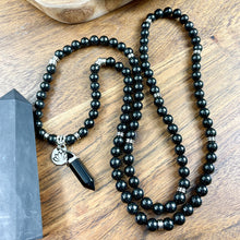 Load image into Gallery viewer, Elite Shungite Stone of Life EMF Radiation Protection &amp; Purification Limited Premium Collection 108 Mala Necklace Bracelet