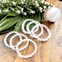 Load image into Gallery viewer, Selenite Satin Spar Cleansing Spiritual Protector Premium Collection 8mm Stretch Bracelet