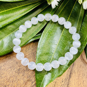 Selenite Satin Spar Cleansing Spiritual Protector Premium Collection 8mm Stretch Bracelet