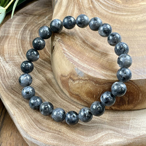 Labradorite Larvakite Power Protector Shaman Stone 8mm Stretch Bracelet