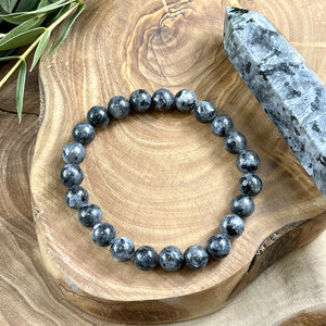 Labradorite Larvakite Power Protector Shaman Stone 8mm Stretch Bracelet