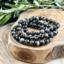Load image into Gallery viewer, Silver Sheen Obsidian Shamanic Journey 8mm Stretch Bracelet