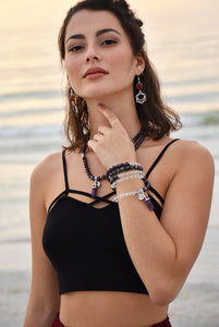 Limited Edition Triple Power Intention Labradorite, Amethyst, Clear Quartz 108 Mala Necklace Bracelet