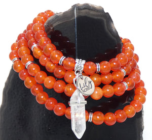 Carnelian Confidence & Spiritual Stimulation 108 Mala Necklace Bracelet