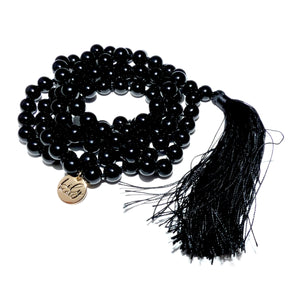 Black Onyx Spiritual Warrior Strength 108 Hand Knotted Mala Necklace Bracelet