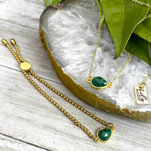 Load image into Gallery viewer, Malachite Power &amp; Transformation Sweet Drop Gold on Stainless Steel Adjustable Bracelet