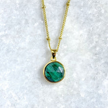 Load image into Gallery viewer, Malachite Power &amp; Transformation Perfect Circle Pendant 18” Gold Necklace