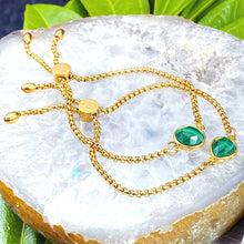 Load image into Gallery viewer, Malachite Power &amp; Transformation Sweet Drop Gold on Stainless Steel Adjustable Bracelet