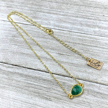 Load image into Gallery viewer, Malachite Power &amp; Transformation Sweet Drop Choker 14” + 2&quot; Gold Necklace