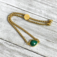 Load image into Gallery viewer, Malachite Power &amp; Transformation Sweet Drop Gold on Stainless Steel Adjustable Bracelet