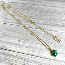 Load image into Gallery viewer, Malachite Power &amp; Transformation Hexagon Pendant 18” Gold Necklace