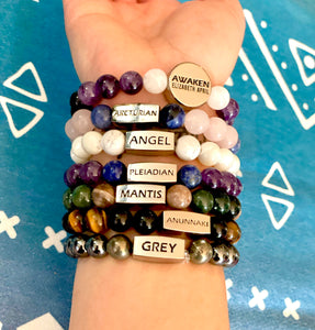8mm Elizabeth April Channeled Pleiadian Sacred Geometry Limited Edition Cosmic Species Stretch Bracelet