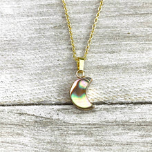 Load image into Gallery viewer, Abalone Minimalist Moon Inner Peace Pendant 18” Gold Necklace