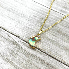 Load image into Gallery viewer, Abalone Minimalist Moon Inner Peace Pendant 18” Gold Necklace