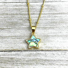Load image into Gallery viewer, Abalone Minimalist Star Confidence Pendant 18” Gold Necklace
