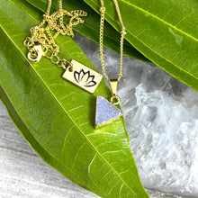 Load image into Gallery viewer, Aura Quartz Druzy Minimalist Triangle Energy Gemstone Pendant 18&quot; Gold Necklace