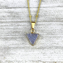 Load image into Gallery viewer, Aura Quartz Druzy Minimalist Triangle Energy Gemstone Pendant 18&quot; Gold Necklace