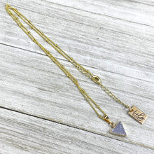 Load image into Gallery viewer, Aura Quartz Druzy Minimalist Triangle Energy Gemstone Pendant 18&quot; Gold Necklace