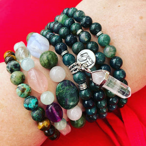 Moss Agate Mother Gaia Growth & Abundance 108 Mala Necklace Bracelet