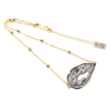 Load image into Gallery viewer, Inner Peace Druzy Quartz Geode Slice Pendant Choker 14&quot; + 2&quot; Gold Necklace