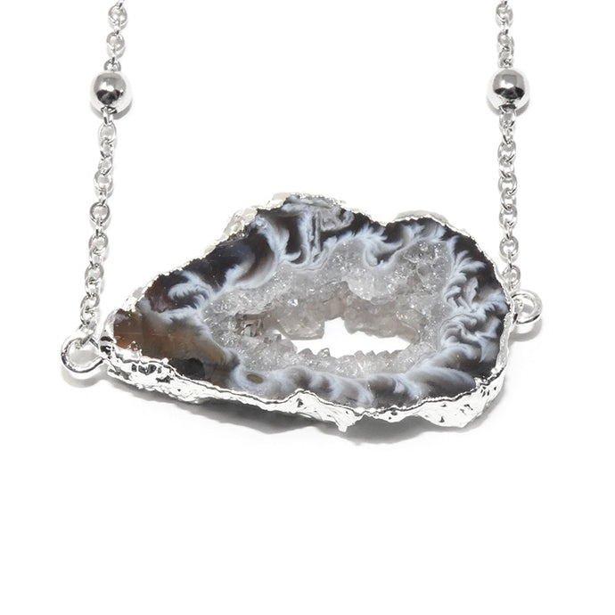 Inner Peace Druzy Quartz Geode Slice Pendant Choker 14
