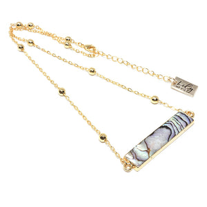 Modern Abalone Horizontal Bar Choker 14" + 2" Gold Necklace