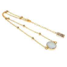 Load image into Gallery viewer, Perfect Circle Mother of Pearl Choker 14&quot; + 2&quot; Gold Necklace