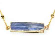 Load image into Gallery viewer, Modern Kyanite Horizontal Bar Pendant Choker 14&quot; + 2&quot; Gold Necklace