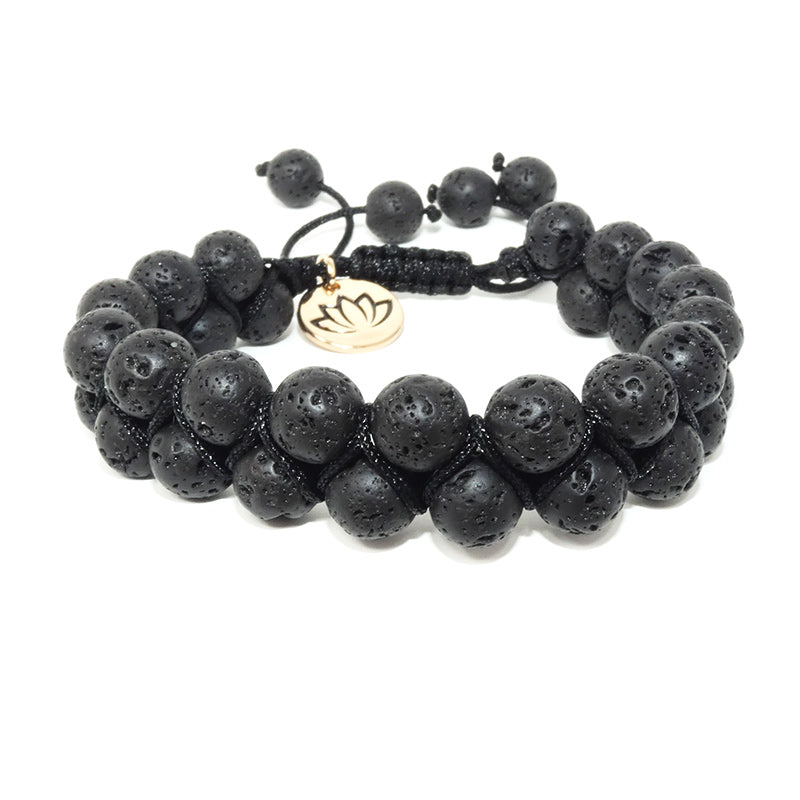 Lava Stone Earthly Grounding Double Adjustable Wrap 8mm Bead Bracelet