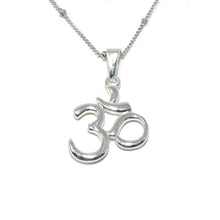 Load image into Gallery viewer, Ohm Om Enlightenment &amp; Presence Charm Buddhism Pendant 18” White Gold Buddist Necklace