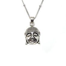 Load image into Gallery viewer, Buddha Enlightenment &amp; Presence Charm Buddhism Pendant 18” White Gold Buddist Necklace