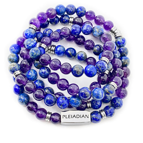 Just Restocked! Only 3! 8mm Elizabeth April Channeled Pleiadian Sacred Geometry Limited Edition Cosmic Species Stretch Mala Bracelet Necklace