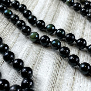 Limited Edition Rainbow Obsidian Discovery & Healing 108 Hand Knotted Mala with Tassel Necklace