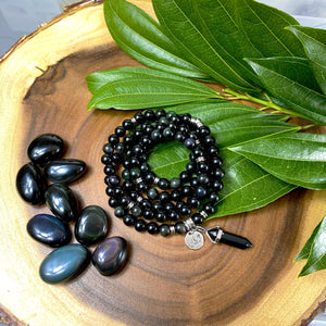 Rainbow Obsidian Discovery & Healing 108 Mala Necklace Bracelet