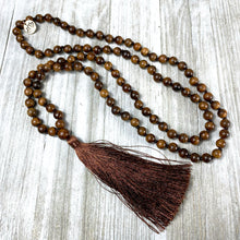 Load image into Gallery viewer, Rosewood Spirituality &amp; Compassion 108 Hand Knotted Mala with Tassel Necklace