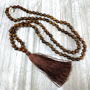 Rosewood Spirituality & Compassion 108 Hand Knotted Mala with Tassel Necklace