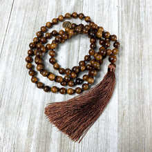 Load image into Gallery viewer, Rosewood Spirituality &amp; Compassion 108 Hand Knotted Mala with Tassel Necklace