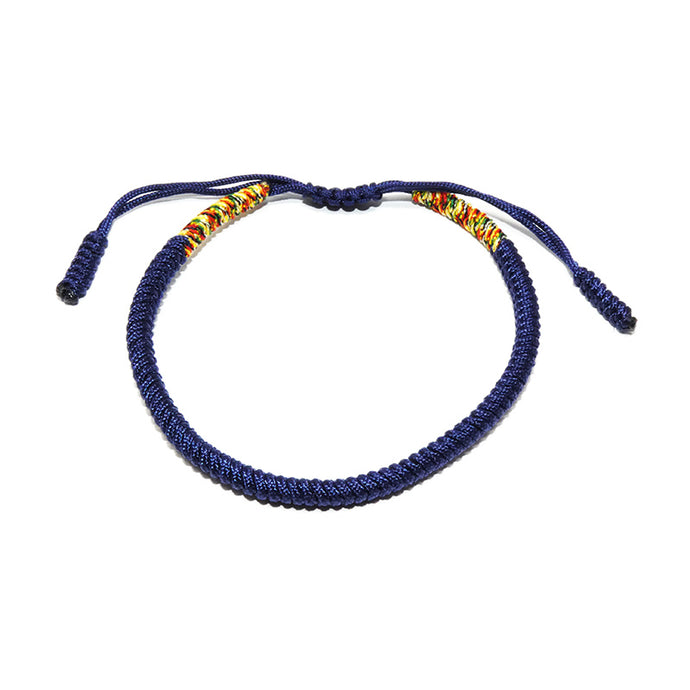 Navy Blue Tibetan Buddhist Monk Braided Knot Lucky Bracelet