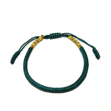 Load image into Gallery viewer, Everest Green Tibetan Buddhist Monk Braided Knot Lucky Bracelet